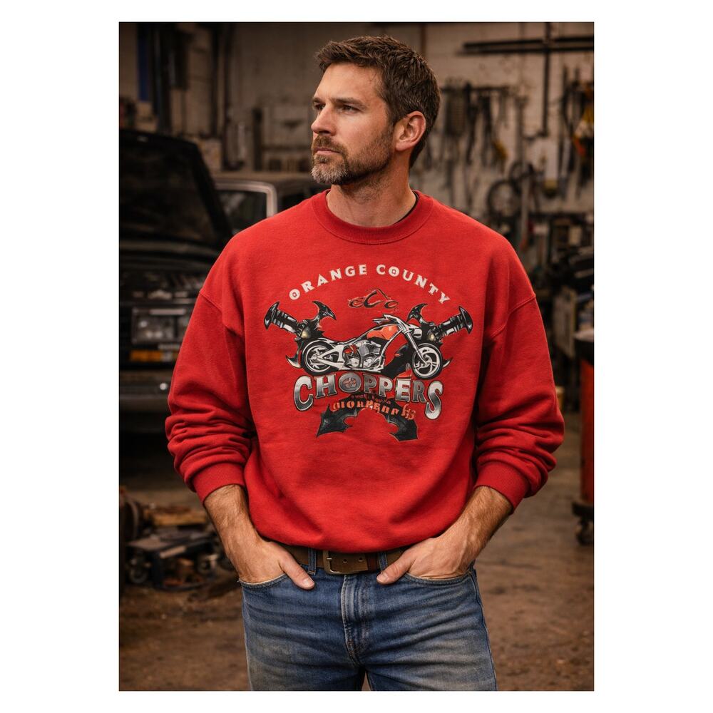 Jerzees Orange County NY Choppers Red Crewneck Sweatshirt  Size L